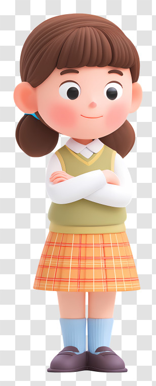 Elementary School Girl - Girl In School Uniform Transparent PNG
