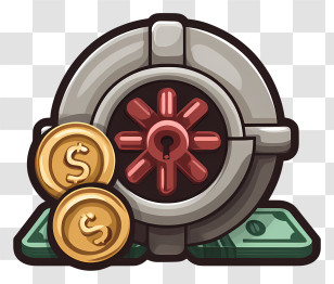 Securing Money - Safe And Coins Illustration For Finance Concept Transparent PNG