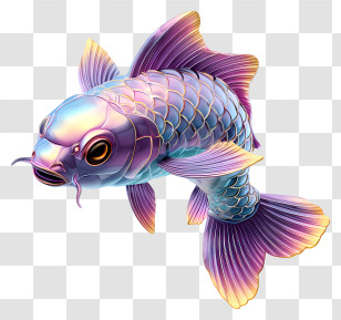 Holographic Koi Fish - Colorful Fish With Vibrant Scales Transparent PNG