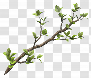 Leafy Branch - Green Leafy Tree Branch With Natural Look Transparent PNG