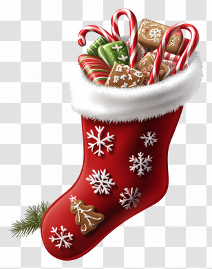 Christmas Socks - Festive Christmas Stocking With Gifts And Decorations Transparent PNG