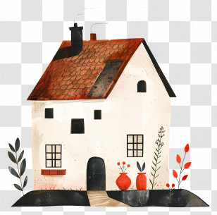 Cozy House - Minimalist Artistic House In Earth Tones Transparent PNG