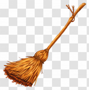 Broom - Traditional Straw Broomstick Illustration Transparent PNG