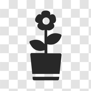 Gardening Tools Icon - Black Potted Plant Silhouette Transparent PNG