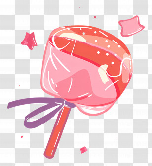 Candy - Pink Lollipop With Ribbon Transparent PNG