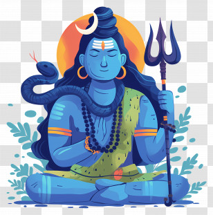 Maha Shivaratri - Deity Illustration With Trident And Snake Transparent PNG