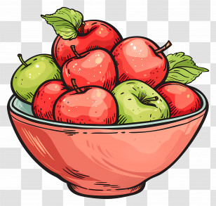 Bowl Of Apples - Bowl Of Red And Green Apples Transparent PNG
