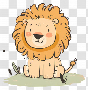 Cute Lion - Adorable Cartoon Lion With Mane Transparent PNG