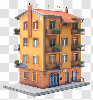 Apartment - Yellow Apartment Building Transparent PNG