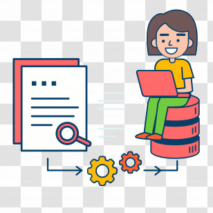 Data Analysis - Woman Working On Laptop Illustration Transparent PNG