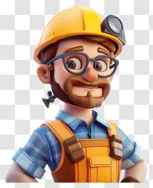 Engineer - Cartoon Construction Worker With Helmet Transparent PNG