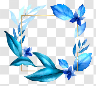 Watercolor Painting - Artistic Blue Floral Frame Transparent PNG