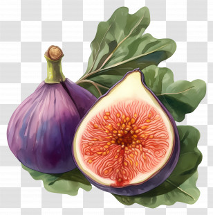 Watercolor Fig - Fig Fruit With Halved And Whole Illustrations Transparent PNG