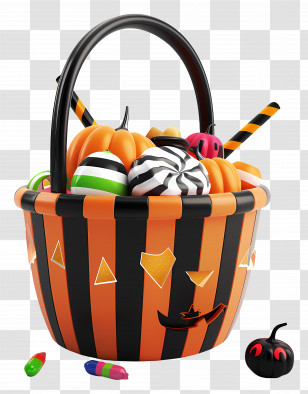 Halloween Basket - Halloween Candy Basket With Treats Transparent PNG