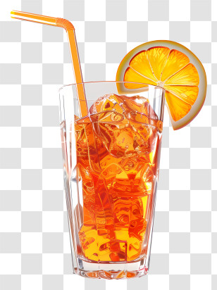 Aperol - Iced Orange Drink With Slice And Straw Transparent PNG
