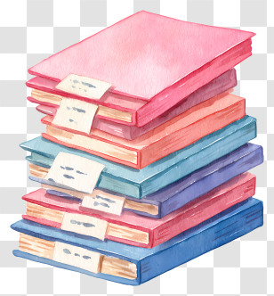 Paper Documents - Colorful Books Stack Illustration Transparent PNG