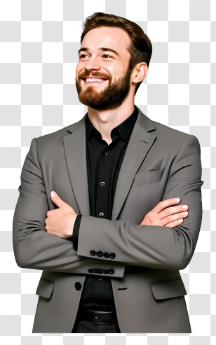 Businessman Looking Up - Smiling Man In Grey Suit Transparent PNG