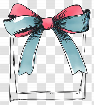 Ribbon Border - Blue And Pink Bow Sketch Transparent PNG