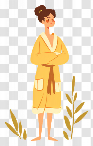 Woman In Bathrobe - Relaxing Woman In Yellow Robe Transparent PNG