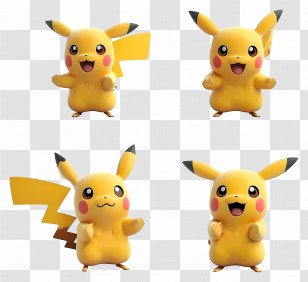 Cute Pikachu - Adorable Pikachu Characters In Various Poses Transparent PNG