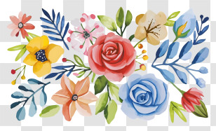 Flower - Colorful Hand-Painted Flower Arrangement Illustration Transparent PNG