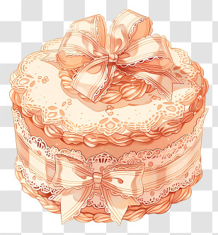 Elegant Peach Lace Ribbon Cake Transparent PNG