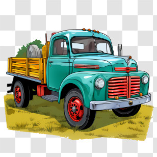 Vintage Truck - Vintage Pickup Truck With Farm Background Transparent PNG