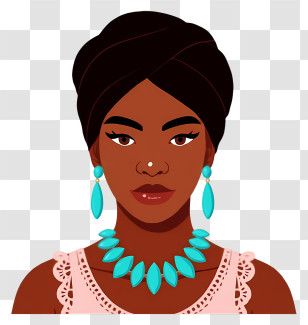 African Woman Portrait - Woman With Turquoise Jewelry Transparent PNG