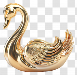 Gold Swan - Shiny Golden Swan Sculpture For Decoration Transparent PNG