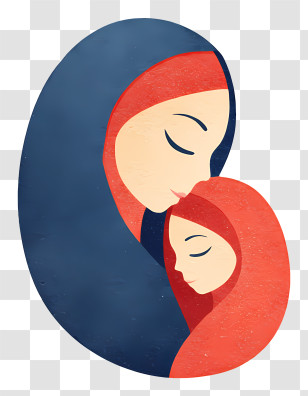 Mother And Child In Side Profile - Mother And Child Embrace Illustration Transparent PNG