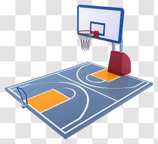 Cartoon 3d Basketball Court - Basketball Court With Hoop And Markings Transparent PNG