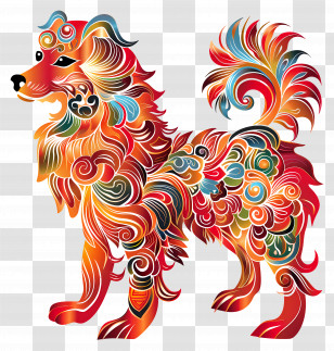 Chinese Zodiacs - Colorful Decorative Artistic Dog Transparent PNG