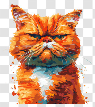 Cute Cat - Grumpy Orange Cat Illustration Transparent PNG
