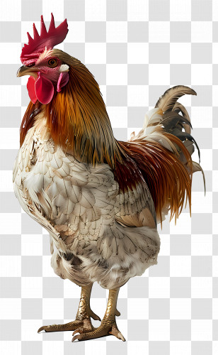 Rooster - Domestic Rooster With Vibrant Feathers Transparent PNG