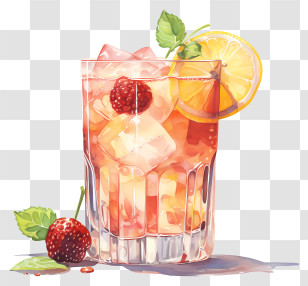 Cocktail - Refreshing Strawberry Lemon Iced Tea Transparent PNG