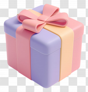 Gift Box - Pastel Gift Box With Bow Ribbon Transparent PNG