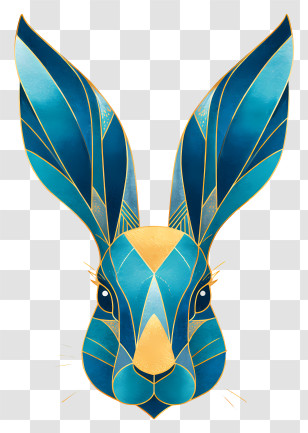 Rabbit Logo - Geometric Blue Gold Rabbit Head Transparent PNG