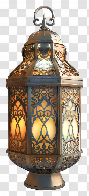 Ramadan Lantern - Ornate Decorative Lantern With Glowing Light Transparent PNG