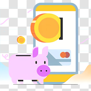 Money - Piggy Bank With Mobile And Coin Transparent PNG