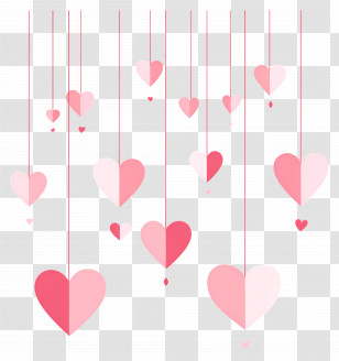 Love Background - Hanging Pink Hearts Ornaments For Romantic Decoration Transparent PNG