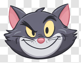 Lucifer - Smirking Gray Cat Cartoon Head Transparent PNG