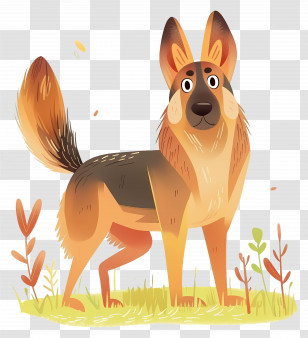 Dog German Shepherd - Cartoon Dog In Grass Transparent PNG