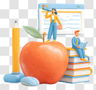 Exploration And Education - Apple And Books Education Concept Transparent PNG