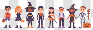 Halloween Kids - Cute Children In Festive Halloween Costumes Transparent PNG