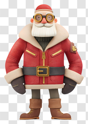 Cartoon Santa Claus - Bearded Santa In Red Jacket Transparent PNG