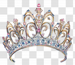 Tiara - Decorative Jeweled Tiara Crown Transparent PNG