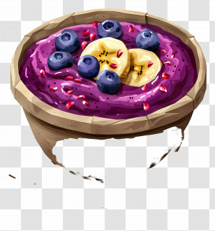 Acai Bowl - Colorful Fruit Bowl With Berries And Bananas Transparent PNG