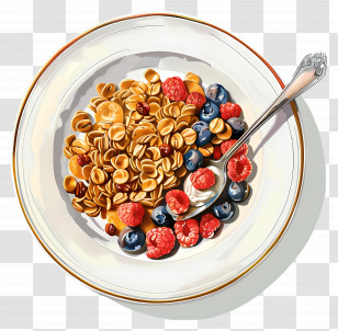 Bowl Of Cereal With Berries - Bowl Of Cereal With Fresh Berries Transparent PNG