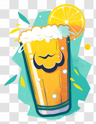 Watercolor Beer - Refreshing Lemon Drink Transparent PNG