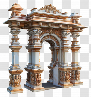Temple Gate - Ornate Archway With Sculptures Transparent PNG